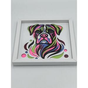 9 Paper Layers Of Mixed Colors Boxer Dog/Puppy Framed Art 7x7